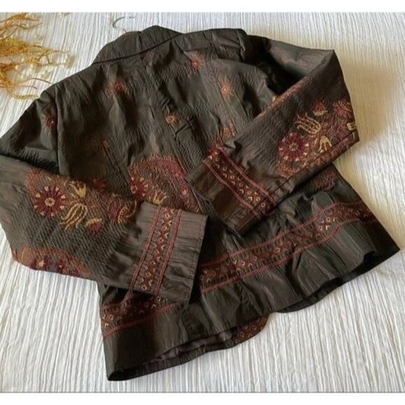 Erin London · Medium Petite · Embroidered Tapestry Blazer · Boho Vintage · Brown - Picture 3 of 7